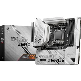 MSI B650M PROJECT ZERO, AMD mATX AM5,  Supports AMD Ryzen 7000 Series Desktop Processor, 4 Dimm DDR5, PCIE 4.0, M.2 x 3, USB 3.2 Ports Type-C, JRAINBOW, WIFI 6E