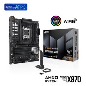 ASUS TUF GAMING X870-PLUS WIFI AMD AM5 X870 ATX motherboard, 16+2+1, 80A SPS power stages, DDR5, PCIe 5.0 Ready, four M.2 slots, Wi-Fi 7, 2.5Gb LAN, HDMI™, USB4® 40Gbps, SATA 6 Gbps, USB 20Gbps Type-C®(Open Box)