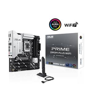 ASUS PRIME Z890M-PLUS WIFI Z890 LGA 1851 mATX motherboard, Intel® Core™ Ultra Series 2 Ready, Advanced AI PC-ready, 10+1+2+1 80A power stages, DDR5, PCIe® 5.0, USB Type-C®, 3x M.2, Wi-Fi 7, 2.5Gb LAN