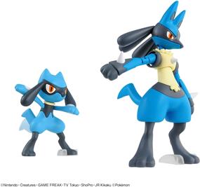 BANDAI Spirits Pokemon Model Kit #44 Riolu & Lucario  | Simple Assembly Kit | No Tools | No Paint | Fit & Snap By Hand!  (Pokemon Figure Kit)