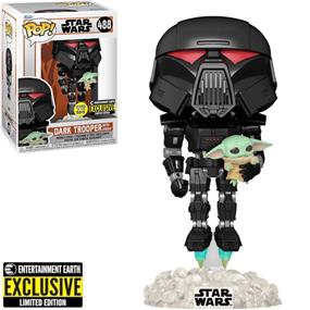 Funko POP! STAR WARS - Dark Trooper (avec Grogu) (GITD - Glow in the Dark) [Entertainment Earth Exclusive - Limited Edition]