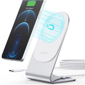 Choetech 15W Magsafe Wireless Quick Charger with Aluminum Stand | Silver
