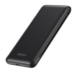 CHOETECH 10000mAh PD + QC Power Bank | Built-in Lighting and Type C Cable | MFI Certificated | Black