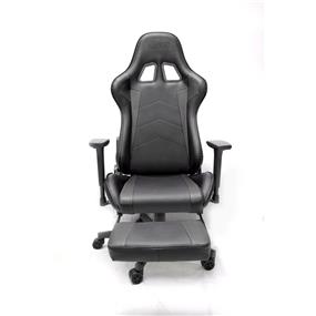 iCAN Racing Gaming Chair, Footrest, PU leather, 3D Armrest, 60mm PU Caster, Black.(Open Box)