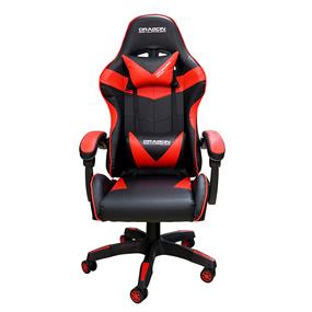 DragonWar Ergonomic Racing Chair, PU leather, Fixed PU Padded with polyester Armrest, Nylon Base & PU Castor, Black & Red