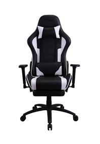 iCAN Ergonomic Gaming Chair, High quality PU + Carbon PVC cover, High density Mould foam, 3D Armrests, 350MM Metal Base, 63MM Nylon caster, Adjustable Backrest. Black & White