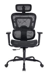 Chaise de bureau ergonomique entièrement en maille avec support lombaire et appui-tête réglable, chaise de jeu pour ordinateur, base en métal KD de 350 mm et roulette en nylon de 50 mm(Boîte ouverte)