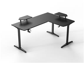 Armoury L-Shaped  Gaming Desk with Carbon fibre grain desktop and Monitor Stand, Office Workstation, 160*120*75cm, Black