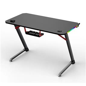 Armoury RGB Gaming Desk with Headphone hooks & Cup holder, 120*60*75cm, Carbon Fibre Grain Top, Black