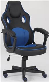 ICAN Ergonomic Gaming Chair, PU+PVC leather cover, New foam, Fixed Nylon armrest, Black & Blue