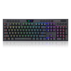 Redragon K618 Horus Wireless RGB Mechanical Keyboard | Bluetooth/2.4Ghz/Wired Tri-Mode Ultra-Thin Low Profile Gaming Keyboard w/No-Lag Cordless Connection, Dedicated Media Control & Linear Red Switch(Open Box)