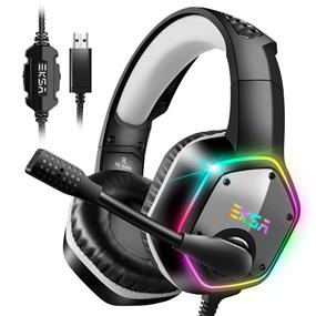 EKSA E1000 USB Gaming Headset for PC - Computer Headphones with Noise Canceling Mic & RGB Light, 7.1 Surround Stereo Sound, Over Ear Gaming Headphones for PC, PS4/PS5 Console, Laptop