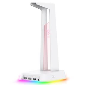 Onikuma ST2-WH RGB Headphone Stand, 3×USB Ports and 1×3.5mm AUX Port