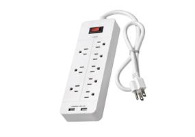 iCAN FL-271S 8 Outlets 2 USB-A Surge Protector with 3ft Cord