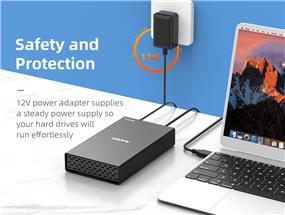 Maiwo TypeC USB3.2 GEN2 single bay external HDD Enclosure Support all 3.5''SATA HDD up to 16TB, Aluminum housing with 80cm C-A & C-C cable(Open Box)