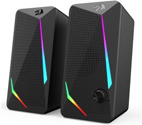 Redragon GS510 Waltz RGB Desktop Speakers, 2.0 Channel PC Computer Stereo Speaker with 4 Colorful LED Backlight Modes, Enhanced Bass and Easy-Access Volume Control, USB Powered w/ 3.5mm Cable(Open Box)