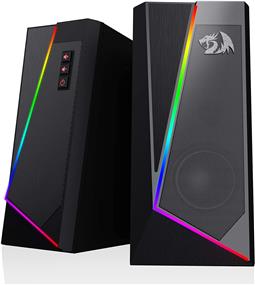 Redragon GS520 RGB Desktop Speakers, 2.0 Channel PC Computer Stereo Speaker with 6 Colorful LED Modes, Enhanced Sound and Easy-Access Volume Control, USB Powered w/ 3.5mm Cable