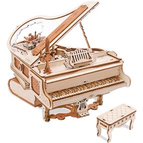 ROKR Magic Piano (AMK81)  [223 Pieces - Difficulty: Level 4] 3D Wooden Puzzle | STEM Educational Learning | DIY Enthusiasts | High-Quality & Seamless | Perfect Gift Collection | Elegant 3D Wooden Puzzle with Self-Playing Keys | Antique Book Design | Vintage Look | Perfect Decorative Piece