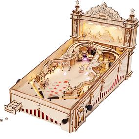 ROKR 3D Pinball Machine (EG01)  [482 Pieces - Difficulty: Level 6] 3D Wooden Puzzle | STEM Educational Learning | DIY Enthusiasts | High-Quality & Seamless | Perfect Gift Collection | Vintage-Style Wooden Puzzle Kit | Live Sound & Light Effects | Electronic Scoring | Exquisite Detail Design