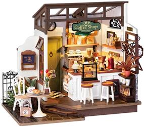 ROKR Rolife NO.17 Cafe Miniature House Coffee Shop (DG162)  [183 Pieces - Difficulty: Level 4] 3D Wooden Puzzle | STEM Educational Learning | DIY Enthusiasts | High-Quality & Seamless | Perfect Gift Collection | A Nostalgic Retreat with Wooden Charm | Retro Ambiance | Premium Coffee Shop Elegance