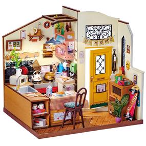 ROKR DG159 3D Wooden Puzzle Rolife Cozy Kitchen Miniature House with 196 Pieces and Difficulty: Level 4