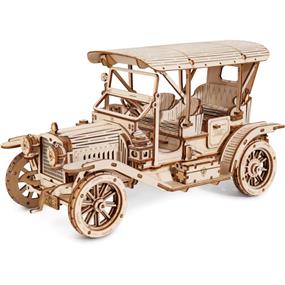 ROKR Vintage Car (MC801) [296 pièces - Difficulté : Niveau 3] Puzzle 3D en bois | Apprentissage éducatif STEM | Amateurs de bricolage | Haute qualité et sans couture | Collection de cadeaux parfaite | Réplique de l'ère en laiton des années 1910 avec style runabout et design intérieur exquis