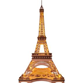 ROKR Night of the Eiffel Tower Puzzle (TG501) [162 Pieces - Difficulty: Level 3] 3D Wooden Puzzle | STEM Educational Learning | DIY Enthusiasts | High-Quality & Seamless | Perfect Gift Collection | Exquisite Wood Craft Kit | Easy Assembly | No Glue Needed | Fun DIY Arts Project for Kids and Adults | Perfect Birthday and Christmas Gift(Open Box)