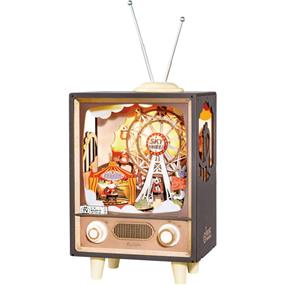 ROKR Sunset Carnival Music Box (AMT01) [174 Pieces - Difficulty: Level 2] 3D Wooden Puzzle | STEM Educational Learning | DIY Enthusiasts | High-Quality & Seamless | Perfect Gift Collection | Exquisite Amusement-Park-Themed Music Box | Insertion Design | Scene Night Light