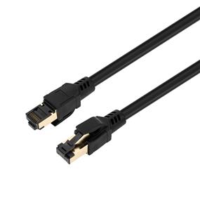 iCAN 50ft Cat7 Ethernet Patch Cable, 10G Double Shielded S/FTP, 26AWG, Gold plated, Black(Open Box)