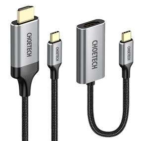 Choetech USB C To HDMI Cable(4K@60Hz), 6.5ft/2m + USB Type C To HDMI Braided Adapter Combo