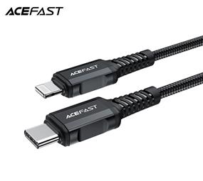 ACEFAST MFI 1.8 Meter USB Type-C to Lightning Cable, aluminum alloy, Bradied, Black