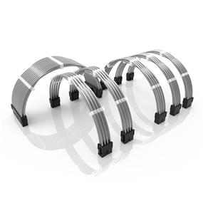 iCAN - Metallic PSU Cable Extension Cable w/Comb Kit?1x 24P (20+4)?2x 8P (4+4) CPU?3x 8P (6+2) GPU?30cm - Silver
