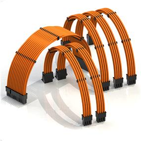 iCAN PSU Cable Extension Cable w/Comb Kit - Compatible with RTX3090?1 x 24 P (20+4)?2 x 8 P (4+4) CPU?3 x 8 P (6+2) GPU set?30cm - Orange