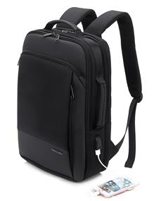 KINGSLONG 15.6" Business Slim Laptop Backpack with USB Charging Port, Black (KLB190811)