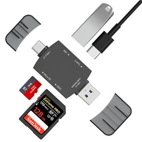 iCAN 4-in-1 USB 3.0+USB-C 3.1 Memory Card Reader, High Speed up to 5Gbps, Black(Open Box)