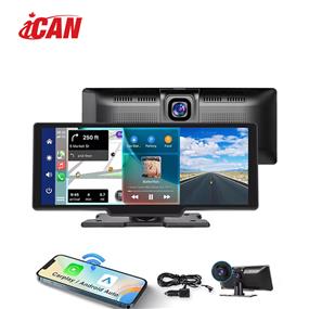 ICAN 10.26 Inch Screen Wireless Carplay & Android Auto ,4K Dash Cam ,2-Channel Dashcam ,4K Front + 1080p Rear Backup Camera ,170° FOV , IPS Touch Screen Display , Bluetooth , Voice Control , 12V Cigarette Lighter Plug , No Fuse Box Necessary