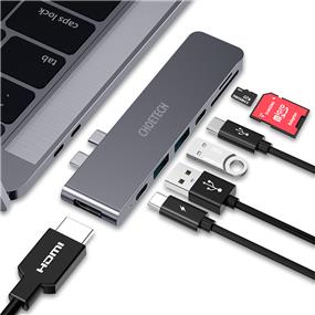 Choetech 7-in-2 USB-C 100W Multi-function Docking Station for MacBook Pro & MacBook Air | HDMI 4K@30HZ, Thunderbolt, 2*USB3.0, USB-C, Card Reader | M14