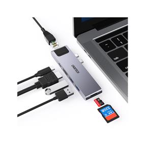 Choetech 7-in-2 USB-C 100W Multi-function Docking Station | HDMI, Ethernet, Thunderbolt, 2*USB3.0, Card Reader | M24 | Grey