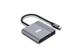 iCAN 3-in-1 Type-C to HDMI 4K 60Hz, PD 100W & USB Hub with 18cm Cable, Grey(Open Box)