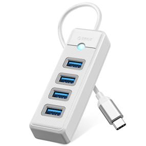 Orico PW4U-C3-05-WH-EP 4-Port USB 3.0 Hub with 50cm/1.64ft Extension Cable, USB-C Input(Open Box)