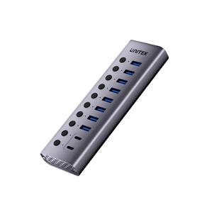 UNITEK H1315B 10-Port USB Hub with Individual LED On/Off Switches, 36W Power Adapter and Dual USB-A/C Connectors