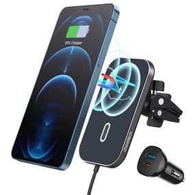 Choetech 15W Magnetic Car Charger Holder With 38W Car Adapter | Magsafe | Black