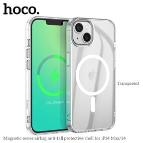 HOCO Magnetic series airbag anti-fall protective shell for Iphone 14 Pro - transparent