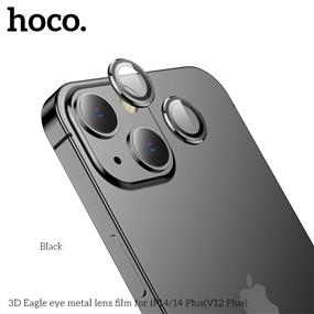 HOCO 3D Eagle Eye Metal Lens Film for iPhone 14 & 14 Plus, Universal Black