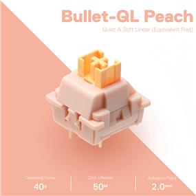 Redragon Bullet QL 3PIN custom switches made for DIY enthusiasts 45gf soft feeling linear switches lifespan of 50 million times of keystroke Compatible with MX style structure and fix most of keycap sets 24 unit in the package(Open Box)