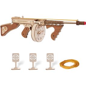 ROKR Submachine Gun Justice Guard Series (LQB01) [275 Pieces - Difficulty: Level 4] 3D Wooden Puzzle | STEM Educational Learning | DIY Enthusiasts | High-Quality & Seamless | Perfect Gift Collection Justice Guard Series | 1920s Retro Mechanical Elements