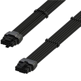 iCAN AVA 600W PCIE 5.0 16Pin (12+4) High Current Power Cable, Molded & Soldered Type 16AWG Sleeved, Compatible With RTX4000 & RTX3000 FE, 70cm Black