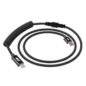 iCAN Coiled Keyboard Cable, USB-A to USB Type-C, 1.5m (5ft), Black(Open Box)