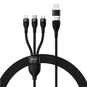 Baseus “Flash Series ?” Two-for-three Charging Cable U+C to M+L+C 100W, 1.2m (4ft), Black