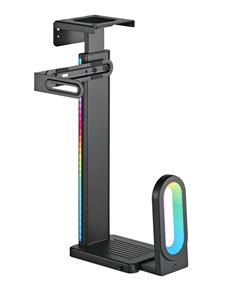 Brateck RGB Under Desk PC Mount with RGB Lighting, High Capacity, Adjustable Size, 360° Swivel